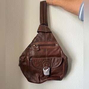 NEW! Brown Genuine Leather Purse/Backpack